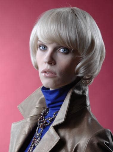 Young Fashion Platinum Blonde Soft Straight Bob Wigs