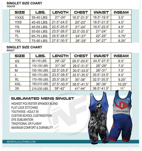 Youth Singlet Size Chart