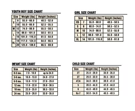 Youth Sizing Chart: A Comprehensive Guide