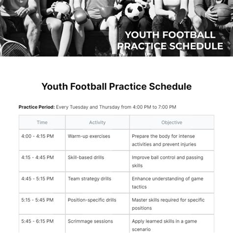 Youth football practice schedule template excel Ebook Epub