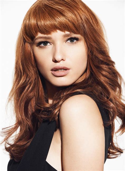 Youthful Red With Side Bangs Human Wigs