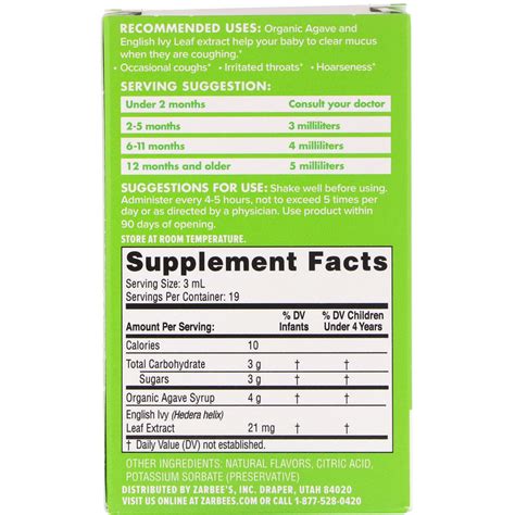 Zarbees Dosage Chart