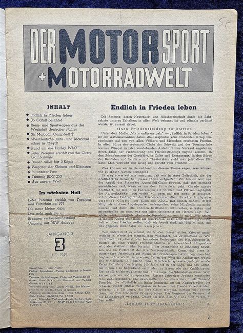 Zeitschrift der Motorsport - Motorradwelt Jahrgang 3 1949 Ebook Kindle Editon
