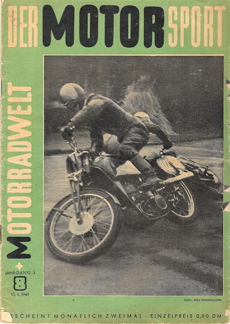 Zeitschrift der Motorsport - Motorradwelt Jahrgang 3 1949 Ebook Kindle Editon