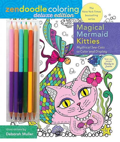 Zendoodle Coloring Magical Mermaid Kitties Deluxe Edition with Pencils Reader