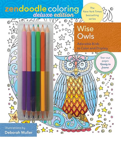 Zendoodle Coloring Wise Owls Deluxe Edition with Pencils Kindle Editon