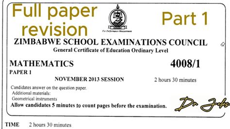 Zimsec Mathematics Paper 2 November 2013 Answers Reader