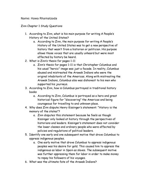 Zinn Chapter 1 Answers PDF