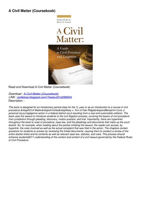 a civil matter coursebook PDF