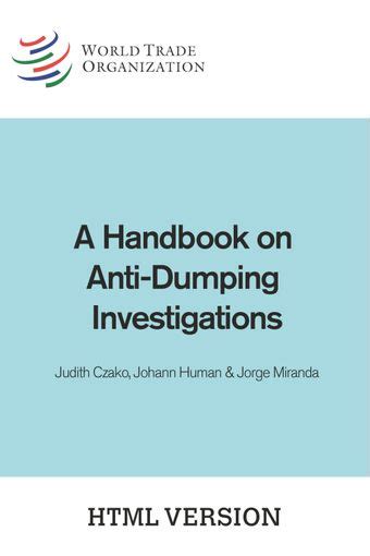 a handbook on anti dumping investigations Kindle Editon