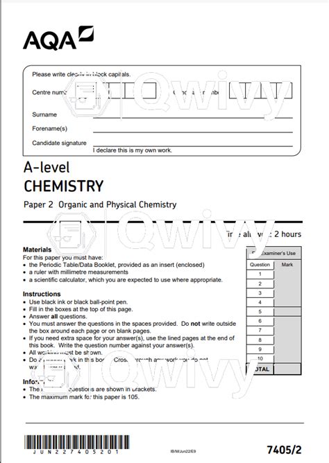 a level chemistry mark scheme unit 6x a2 externally marked Reader