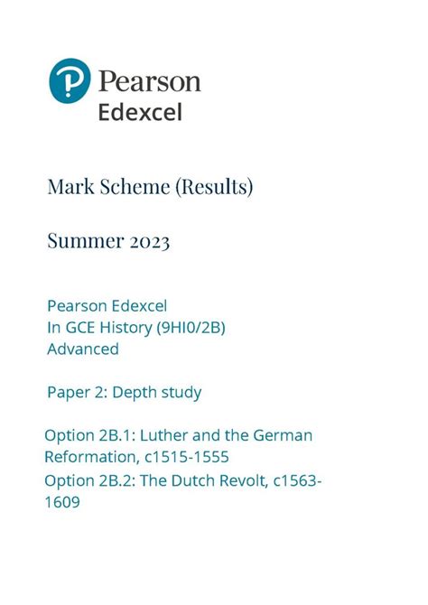 a level history mark scheme his2b the church in england Reader