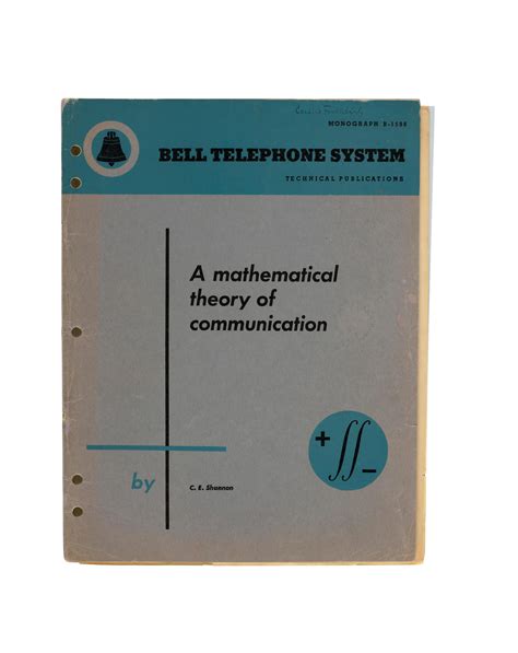 a mathematical theory of communication bell telephone system technical publication monograph Reader