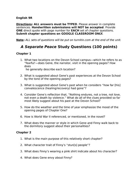 a separate peace chapter questions answers Doc