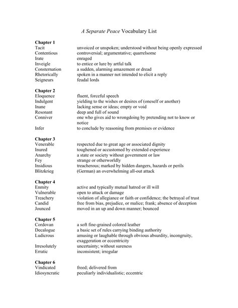 a separate peace chapter vocabulary list cibacs high Kindle Editon