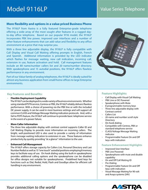 aastra phone manual 9116 PDF