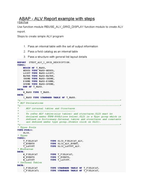 abap alv reports code pdf Reader