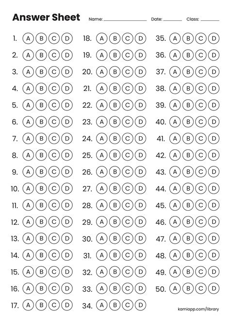 abcd answer sheets bubble Kindle Editon