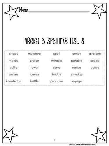 abeka 3rd grade spelling list 5 Doc