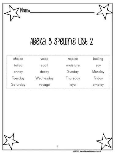abeka spelling list 3rd grade Doc