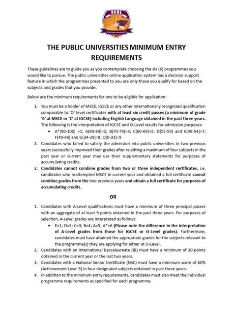 academic board minimum entry requirements purpose Epub