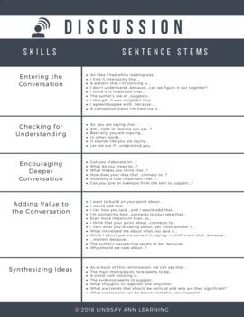 academic discussion sentence starters Reader