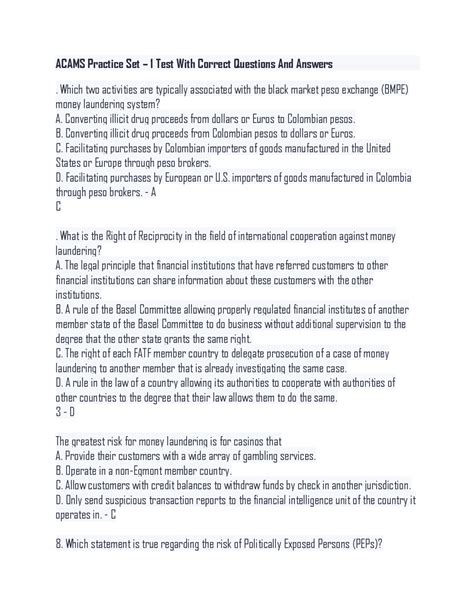 acams test questions 2013 Doc