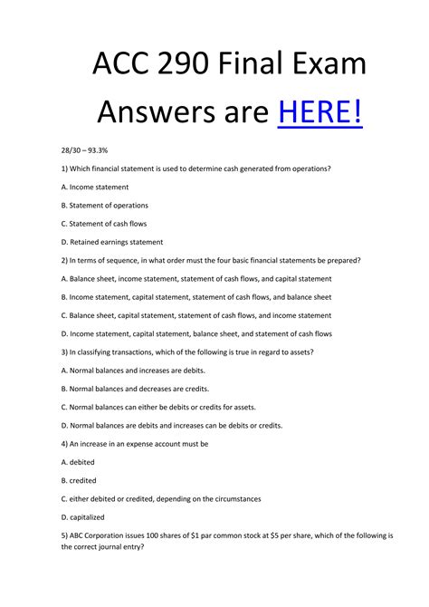 acc 290 final exam answers Reader