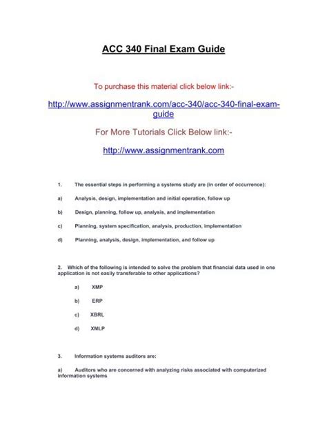 acc 340 final exam answers Kindle Editon