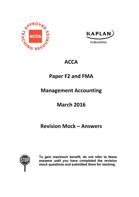 acca f2 practice questions with answers PDF