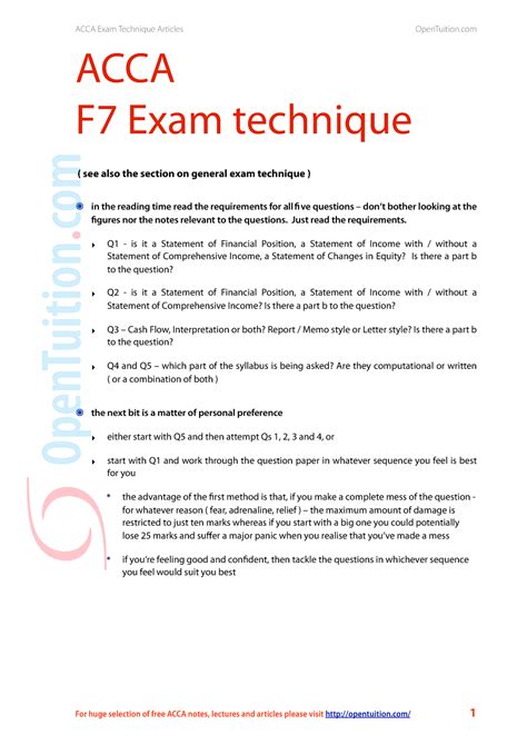 acca f7 exam technique Kindle Editon
