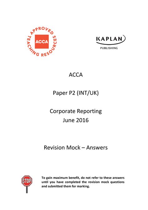 acca p2 mock 1 answers Doc