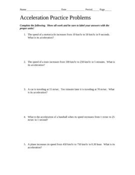 acceleration practice problems answers Reader