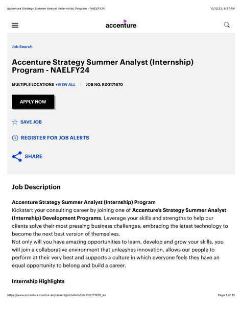 accenture summer analyst intern