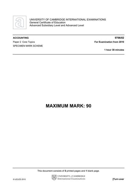accn3 specimen paper 2010 mark scheme Reader