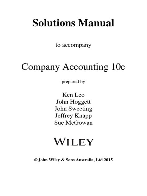 accounting 10e solutions manual pdf PDF