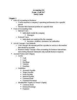 accounting 201 study guide PDF