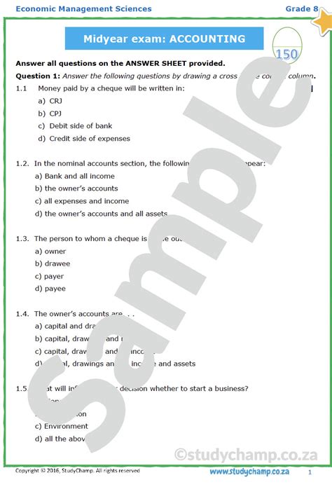 accounting 2014 mid year question paper PDF