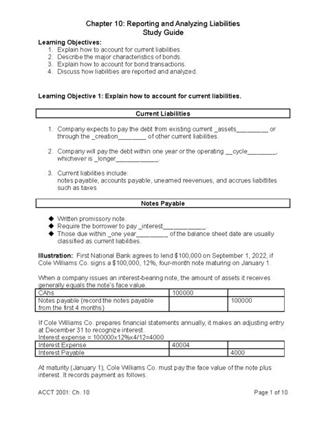 accounting chapter 10 study guide Kindle Editon