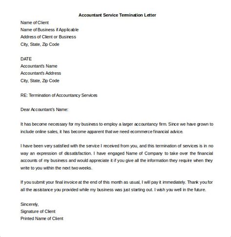 accounting service termination letter Kindle Editon