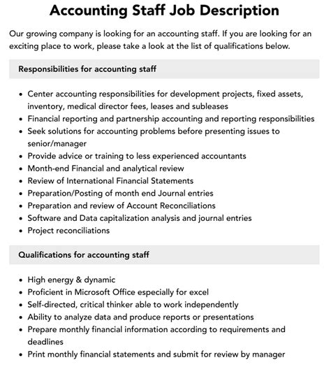 accounting staff job description and duties