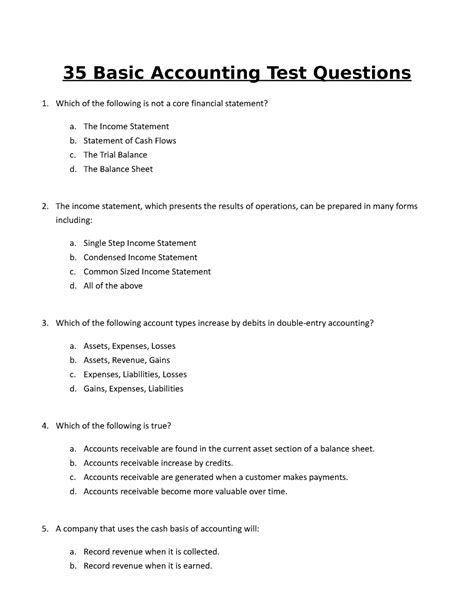 accounting test true and false answers PDF