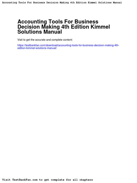 accounting tools for decision making 4th edition solution manual Epub