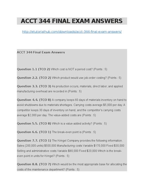 acct 344 final exam Reader