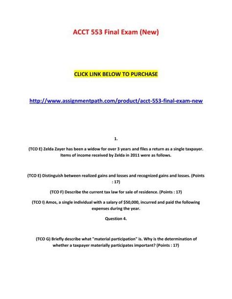 acct 553 final exam Reader