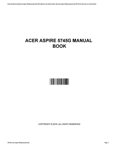 acer aspire 5745g manual Epub