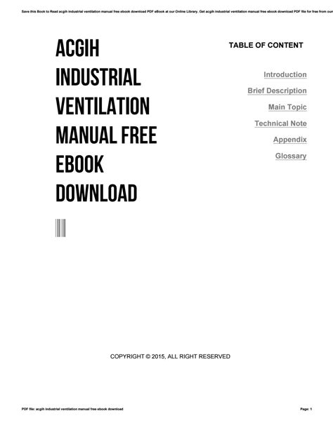 acgih industrial ventilation manual free ebook download PDF