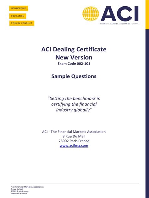 aci dealing certificate sample questions Epub