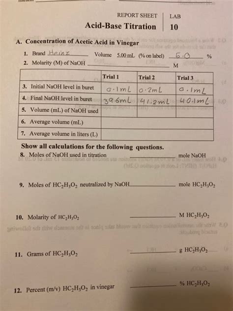 acid base titrations lab answers Reader