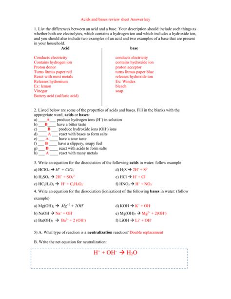 acid base worksheet answer key Doc